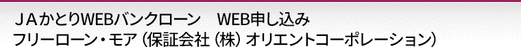 ＪＡかとりWEBバンクローン　WEB申し込み　フリーローン・モア（保証会社（株）オリエントコーポレーション）