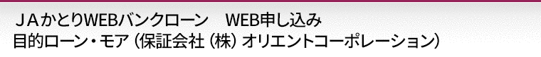 ＪＡかとりWEBバンクローン　WEB申し込み　目的ローン・モア（保証会社（株）オリエントコーポレーション）